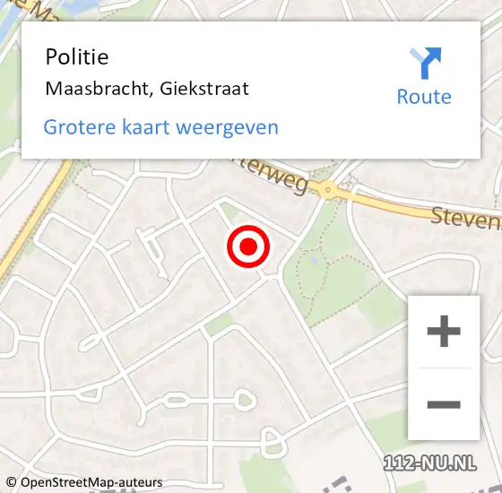 Locatie op kaart van de 112 melding: Politie Maasbracht, Giekstraat op 24 november 2023 23:02