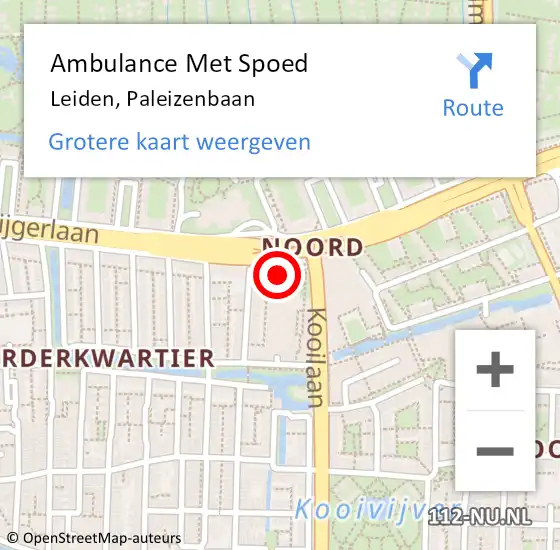 Locatie op kaart van de 112 melding: Ambulance Met Spoed Naar Leiden, Paleizenbaan op 24 november 2023 23:29