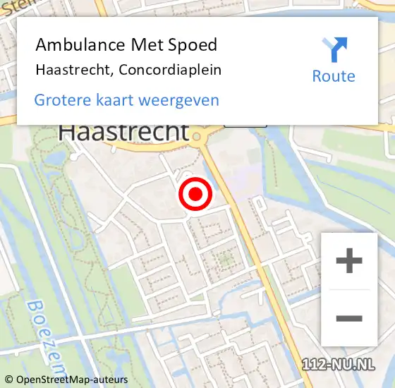 Locatie op kaart van de 112 melding: Ambulance Met Spoed Naar Haastrecht, Concordiaplein op 24 november 2023 23:49