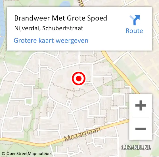 Locatie op kaart van de 112 melding: Brandweer Met Grote Spoed Naar Nijverdal, Schubertstraat op 16 september 2014 13:46