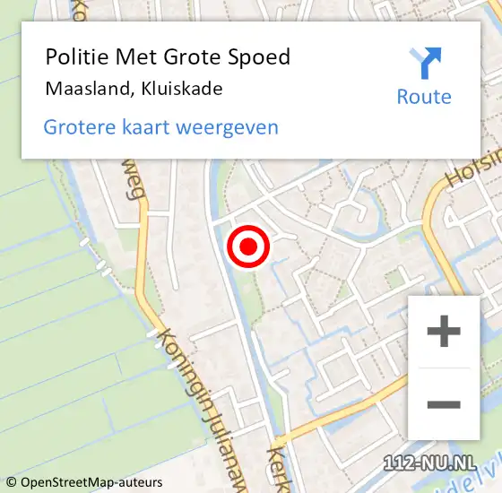 Locatie op kaart van de 112 melding: Politie Met Grote Spoed Naar Maasland, Kluiskade op 24 november 2023 23:59