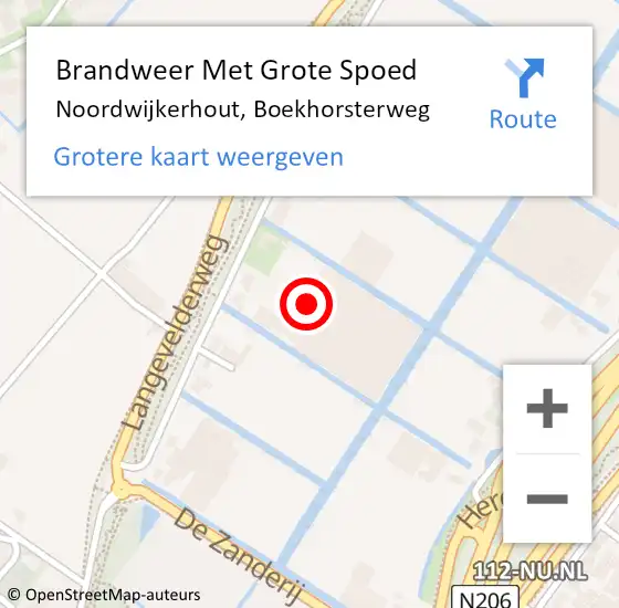 Locatie op kaart van de 112 melding: Brandweer Met Grote Spoed Naar Noordwijkerhout, Boekhorsterweg op 25 november 2023 00:03
