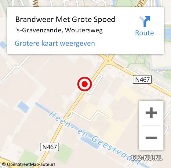 Locatie op kaart van de 112 melding: Brandweer Met Grote Spoed Naar 's-Gravenzande, Woutersweg op 25 november 2023 00:03