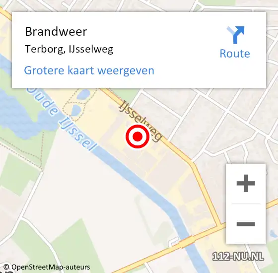 Locatie op kaart van de 112 melding: Brandweer Terborg, IJsselweg op 25 november 2023 00:31