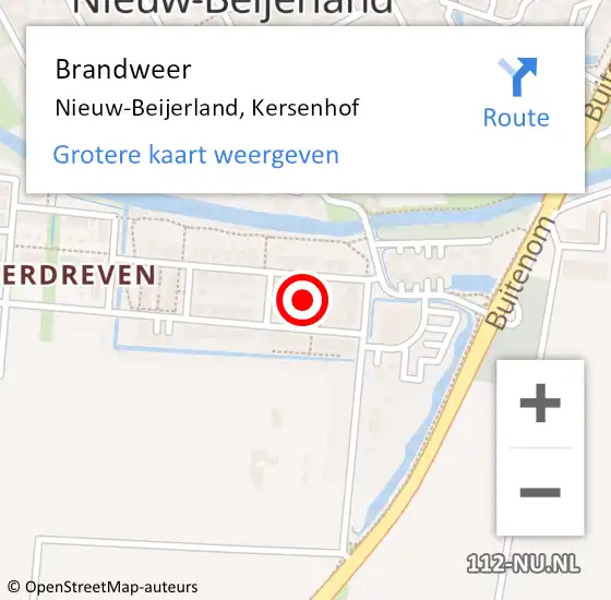 Locatie op kaart van de 112 melding: Brandweer Nieuw-Beijerland, Kersenhof op 25 november 2023 00:38