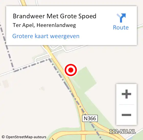 Locatie op kaart van de 112 melding: Brandweer Met Grote Spoed Naar Ter Apel, Heerenlandweg op 26 november 2023 14:04