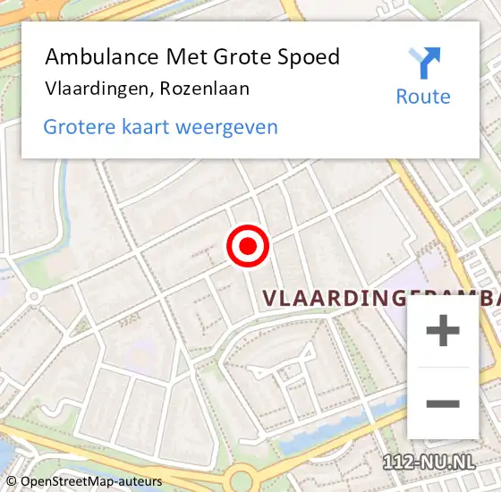 Locatie op kaart van de 112 melding: Ambulance Met Grote Spoed Naar Vlaardingen, Rozenlaan op 26 november 2023 14:05