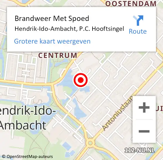 Locatie op kaart van de 112 melding: Brandweer Met Spoed Naar Hendrik-Ido-Ambacht, P.C. Hooftsingel op 26 november 2023 14:08