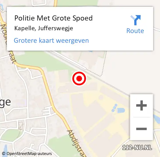 Locatie op kaart van de 112 melding: Politie Met Grote Spoed Naar Kapelle, Jufferswegje op 26 november 2023 14:13