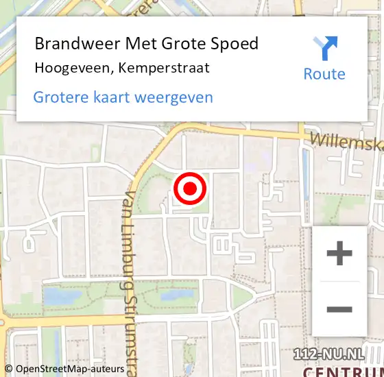 Locatie op kaart van de 112 melding: Brandweer Met Grote Spoed Naar Hoogeveen, Kemperstraat op 26 november 2023 14:31