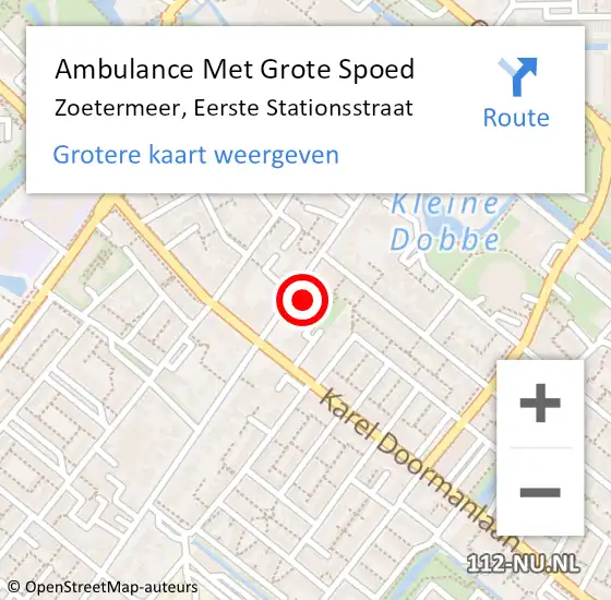 Locatie op kaart van de 112 melding: Ambulance Met Grote Spoed Naar Zoetermeer, Eerste Stationsstraat op 26 november 2023 14:37