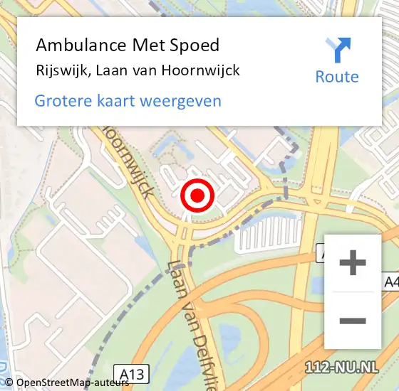 Locatie op kaart van de 112 melding: Ambulance Met Spoed Naar Rijswijk, Laan van Hoornwijck op 26 november 2023 14:40