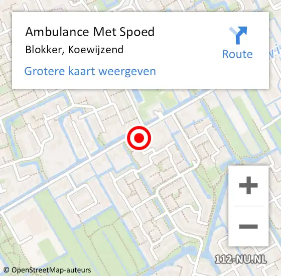 Locatie op kaart van de 112 melding: Ambulance Met Spoed Naar Blokker, Koewijzend op 26 november 2023 15:00