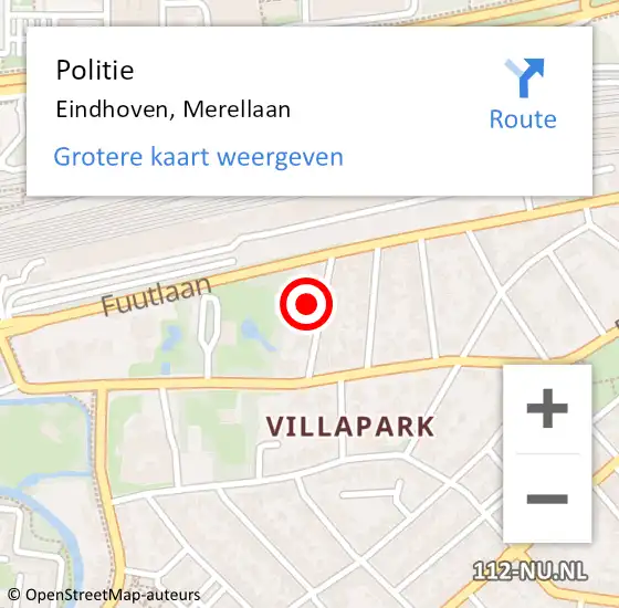 Locatie op kaart van de 112 melding: Politie Eindhoven, Merellaan op 26 november 2023 15:13