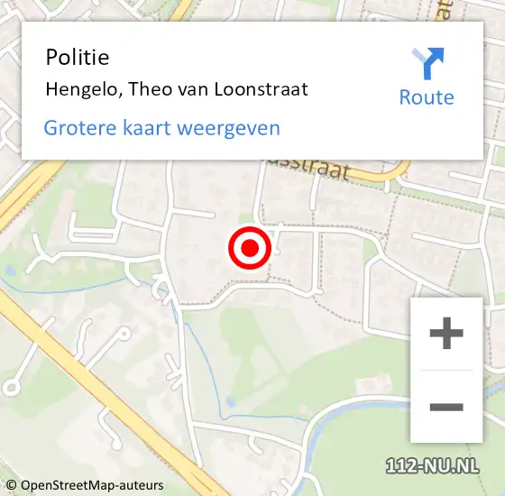 Locatie op kaart van de 112 melding: Politie Hengelo, Theo van Loonstraat op 26 november 2023 15:33