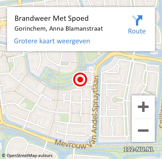 Locatie op kaart van de 112 melding: Brandweer Met Spoed Naar Gorinchem, Anna Blamanstraat op 26 november 2023 15:44