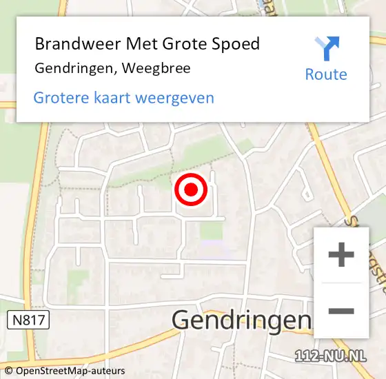 Locatie op kaart van de 112 melding: Brandweer Met Grote Spoed Naar Gendringen, Weegbree op 26 november 2023 16:14