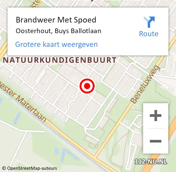 Locatie op kaart van de 112 melding: Brandweer Met Spoed Naar Oosterhout, Buys Ballotlaan op 26 november 2023 16:19