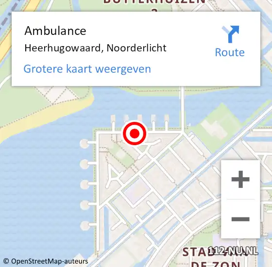 Locatie op kaart van de 112 melding: Ambulance Heerhugowaard, Noorderlicht op 26 november 2023 16:24