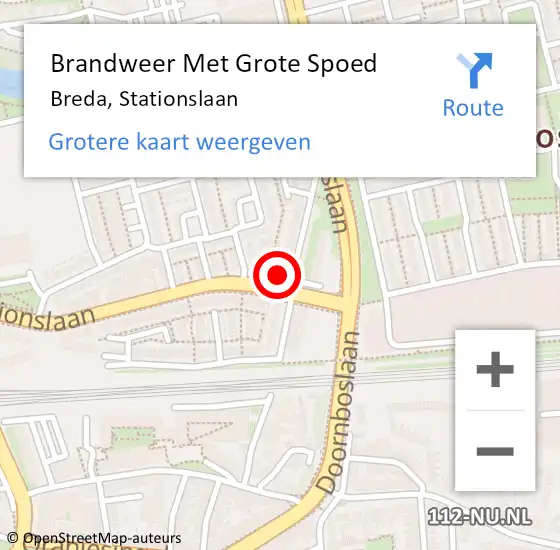 Locatie op kaart van de 112 melding: Brandweer Met Grote Spoed Naar Breda, Stationslaan op 26 november 2023 16:59