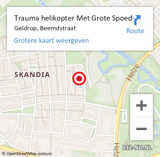 Locatie op kaart van de 112 melding: Trauma helikopter Met Grote Spoed Naar Geldrop, Beemdstraat op 26 november 2023 17:16