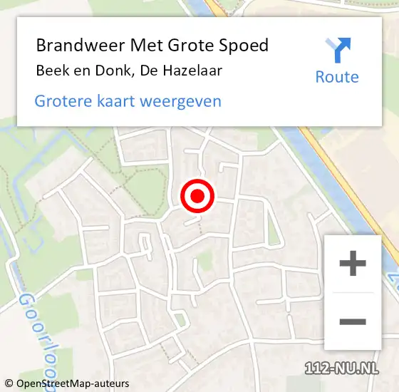 Locatie op kaart van de 112 melding: Brandweer Met Grote Spoed Naar Beek en Donk, De Hazelaar op 26 november 2023 17:21