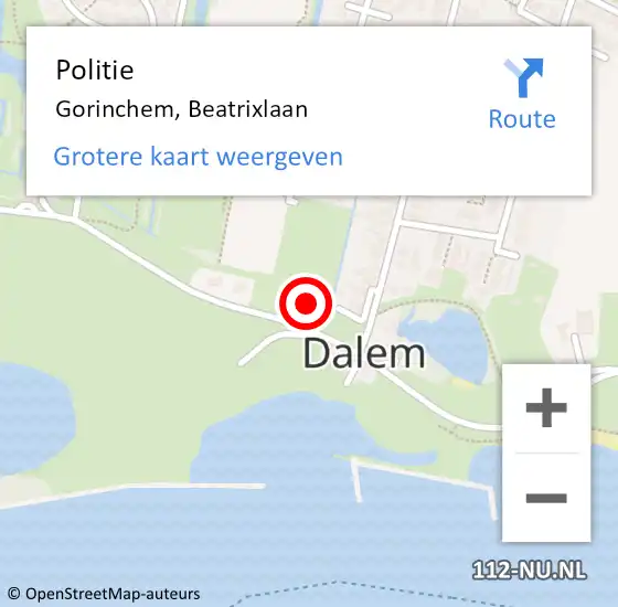 Locatie op kaart van de 112 melding: Politie Gorinchem, Beatrixlaan op 26 november 2023 17:21