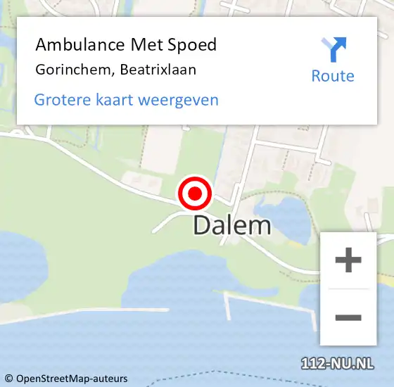 Locatie op kaart van de 112 melding: Ambulance Met Spoed Naar Gorinchem, Beatrixlaan op 26 november 2023 17:27