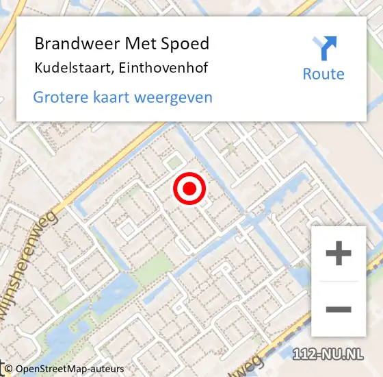 Locatie op kaart van de 112 melding: Brandweer Met Spoed Naar Kudelstaart, Einthovenhof op 26 november 2023 17:55