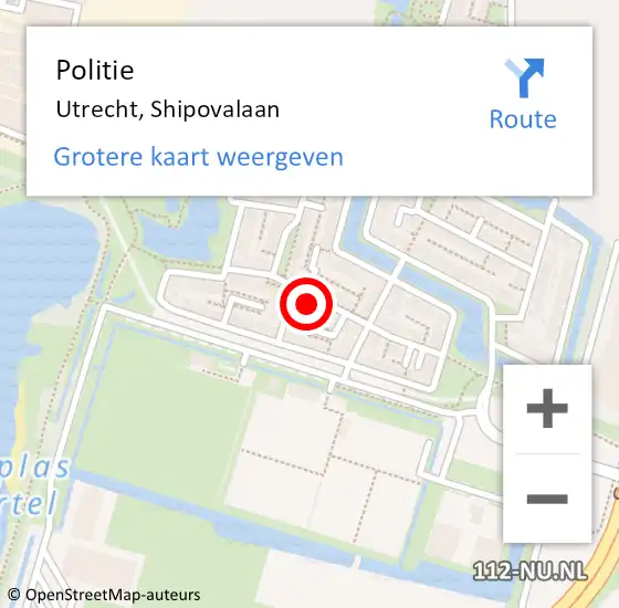 Locatie op kaart van de 112 melding: Politie Utrecht, Shipovalaan op 26 november 2023 17:58