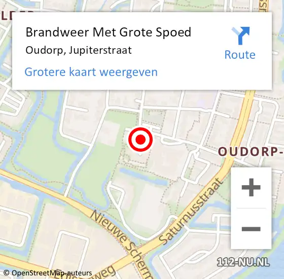 Locatie op kaart van de 112 melding: Brandweer Met Grote Spoed Naar Oudorp, Jupiterstraat op 26 november 2023 18:00