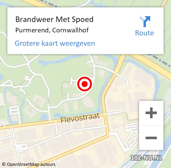 Locatie op kaart van de 112 melding: Brandweer Met Spoed Naar Purmerend, Cornwallhof op 26 november 2023 18:07