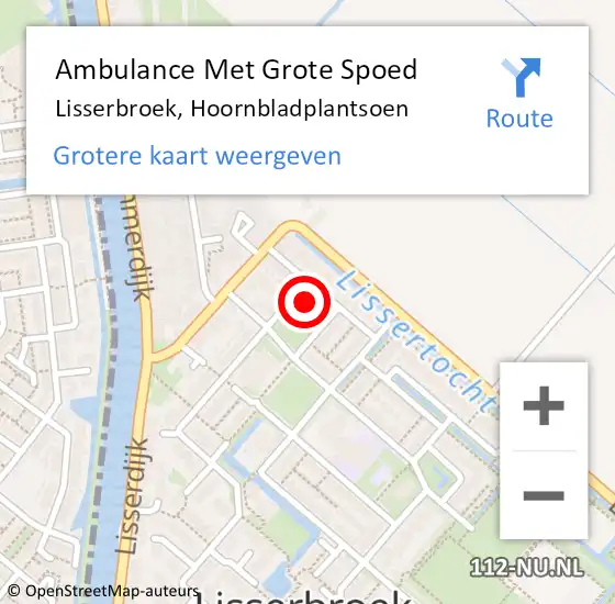 Locatie op kaart van de 112 melding: Ambulance Met Grote Spoed Naar Lisserbroek, Hoornbladplantsoen op 26 november 2023 18:36