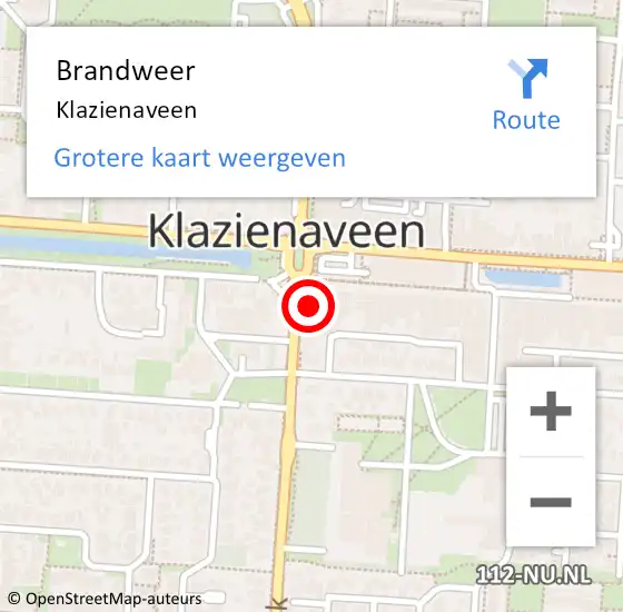 Locatie op kaart van de 112 melding: Brandweer Klazienaveen op 26 november 2023 18:46