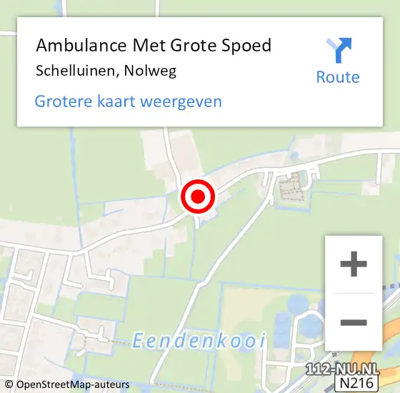 Locatie op kaart van de 112 melding: Ambulance Met Grote Spoed Naar Schelluinen, Nolweg op 26 november 2023 19:04