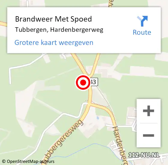 Locatie op kaart van de 112 melding: Brandweer Met Spoed Naar Tubbergen, Hardenbergerweg op 16 september 2014 14:17