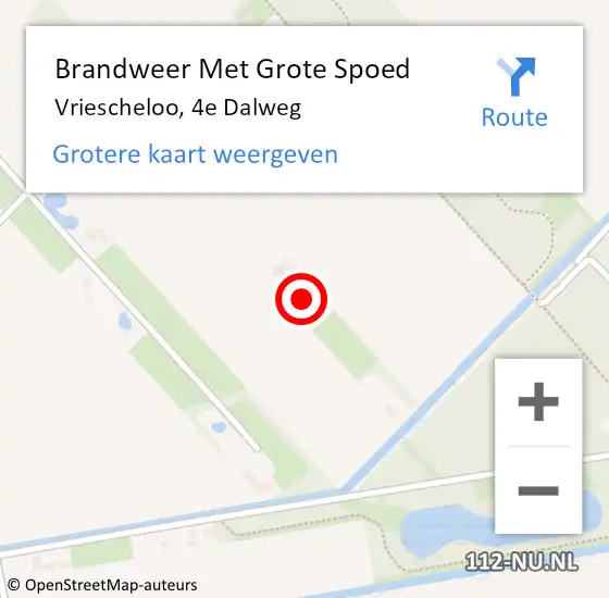 Locatie op kaart van de 112 melding: Brandweer Met Grote Spoed Naar Vriescheloo, 4e Dalweg op 26 november 2023 19:55