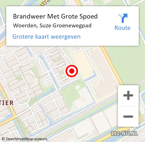 Locatie op kaart van de 112 melding: Brandweer Met Grote Spoed Naar Woerden, Suze Groenewegpad op 26 november 2023 20:13