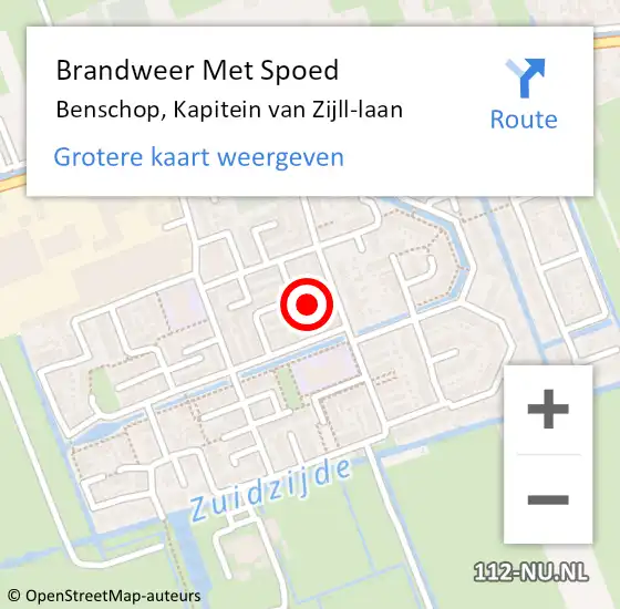 Locatie op kaart van de 112 melding: Brandweer Met Spoed Naar Benschop, Kapitein van Zijll-laan op 26 november 2023 20:41