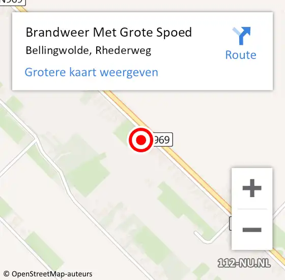 Locatie op kaart van de 112 melding: Brandweer Met Grote Spoed Naar Bellingwolde, Rhederweg op 26 november 2023 20:44