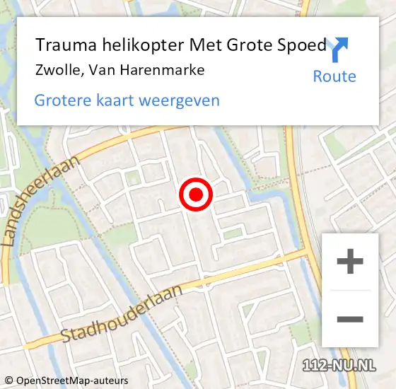 Locatie op kaart van de 112 melding: Trauma helikopter Met Grote Spoed Naar Zwolle, Van Harenmarke op 26 november 2023 21:35