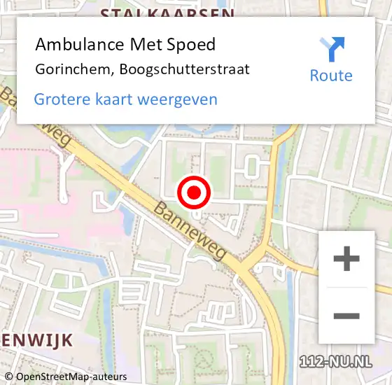 Locatie op kaart van de 112 melding: Ambulance Met Spoed Naar Gorinchem, Boogschutterstraat op 26 november 2023 21:36