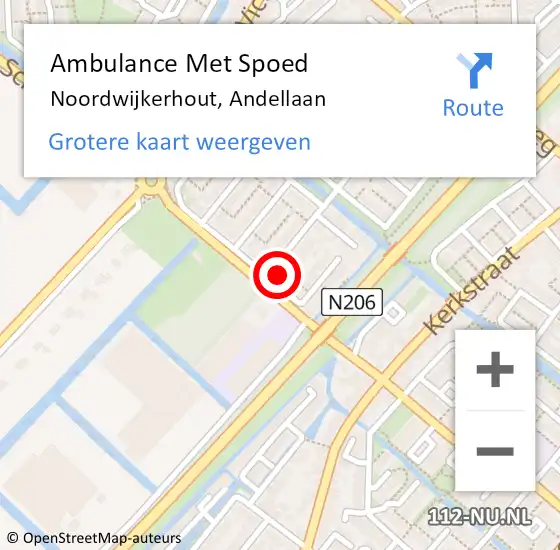 Locatie op kaart van de 112 melding: Ambulance Met Spoed Naar Noordwijkerhout, Andellaan op 26 november 2023 21:51