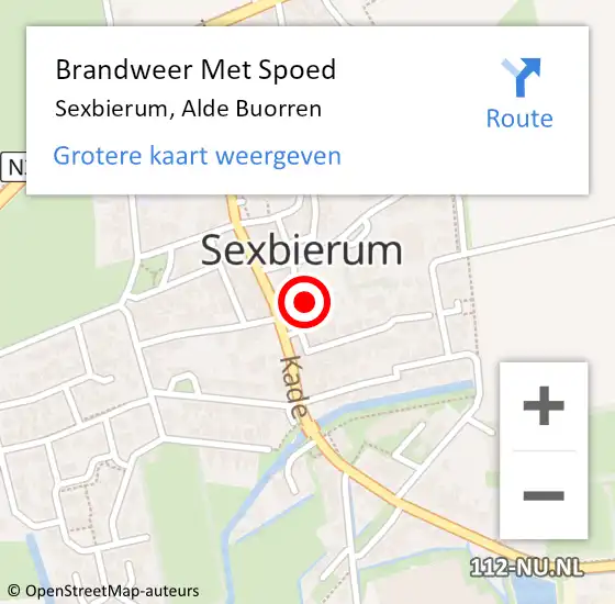 Locatie op kaart van de 112 melding: Brandweer Met Spoed Naar Sexbierum, Alde Buorren op 26 november 2023 22:05