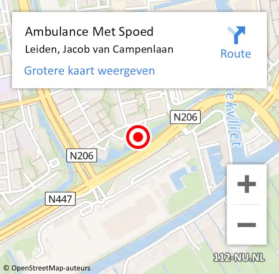 Locatie op kaart van de 112 melding: Ambulance Met Spoed Naar Leiden, Jacob van Campenlaan op 26 november 2023 22:20