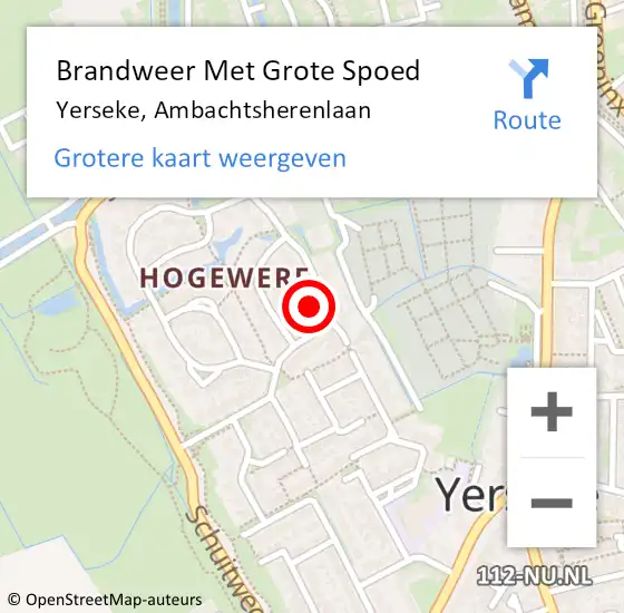 Locatie op kaart van de 112 melding: Brandweer Met Grote Spoed Naar Yerseke, Ambachtsherenlaan op 26 november 2023 22:35