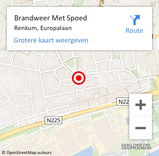 Locatie op kaart van de 112 melding: Brandweer Met Spoed Naar Renkum, Europalaan op 26 november 2023 22:53