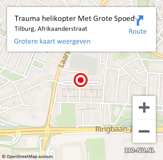 Locatie op kaart van de 112 melding: Trauma helikopter Met Grote Spoed Naar Tilburg, Afrikaanderstraat op 26 november 2023 23:58