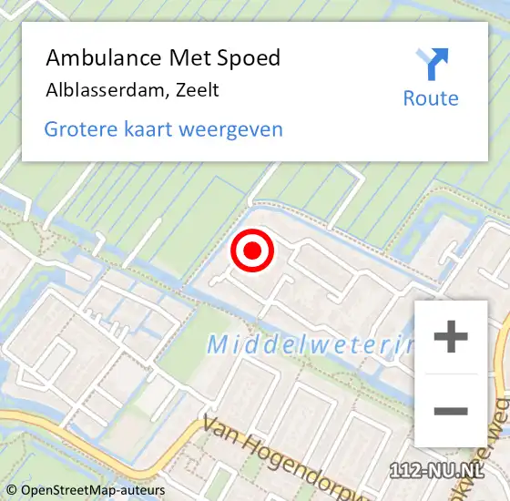 Locatie op kaart van de 112 melding: Ambulance Met Spoed Naar Alblasserdam, Zeelt op 27 november 2023 00:08