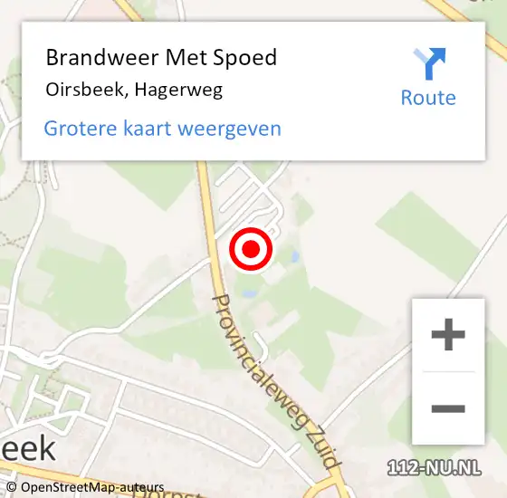 Locatie op kaart van de 112 melding: Brandweer Met Spoed Naar Oirsbeek, Hagerweg op 27 november 2023 00:20